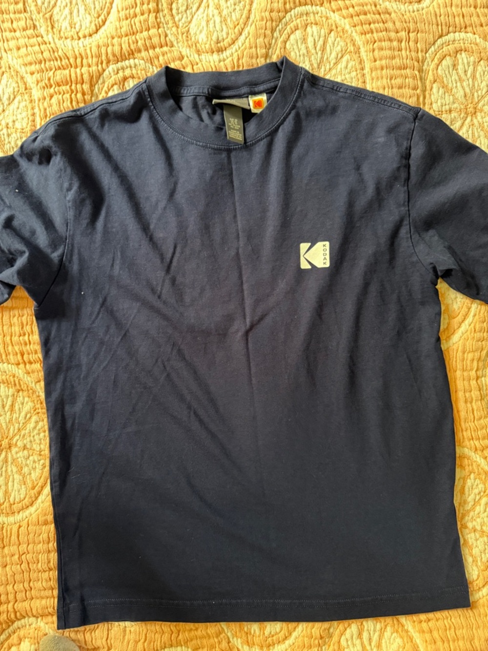 H&M Navy Short Sleeve Tee with Yellow Chest Logo